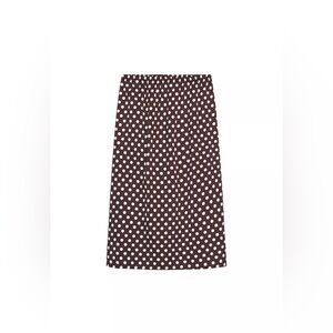Zara NWT Polka Dot Midi Skirt in Dark Brown and Cream